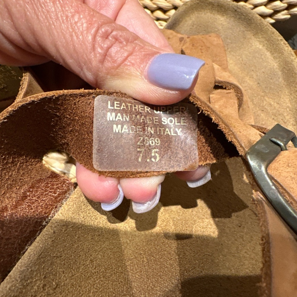 Brown Leather Sandals with Buckle 7.5 - Picture 6 of 7